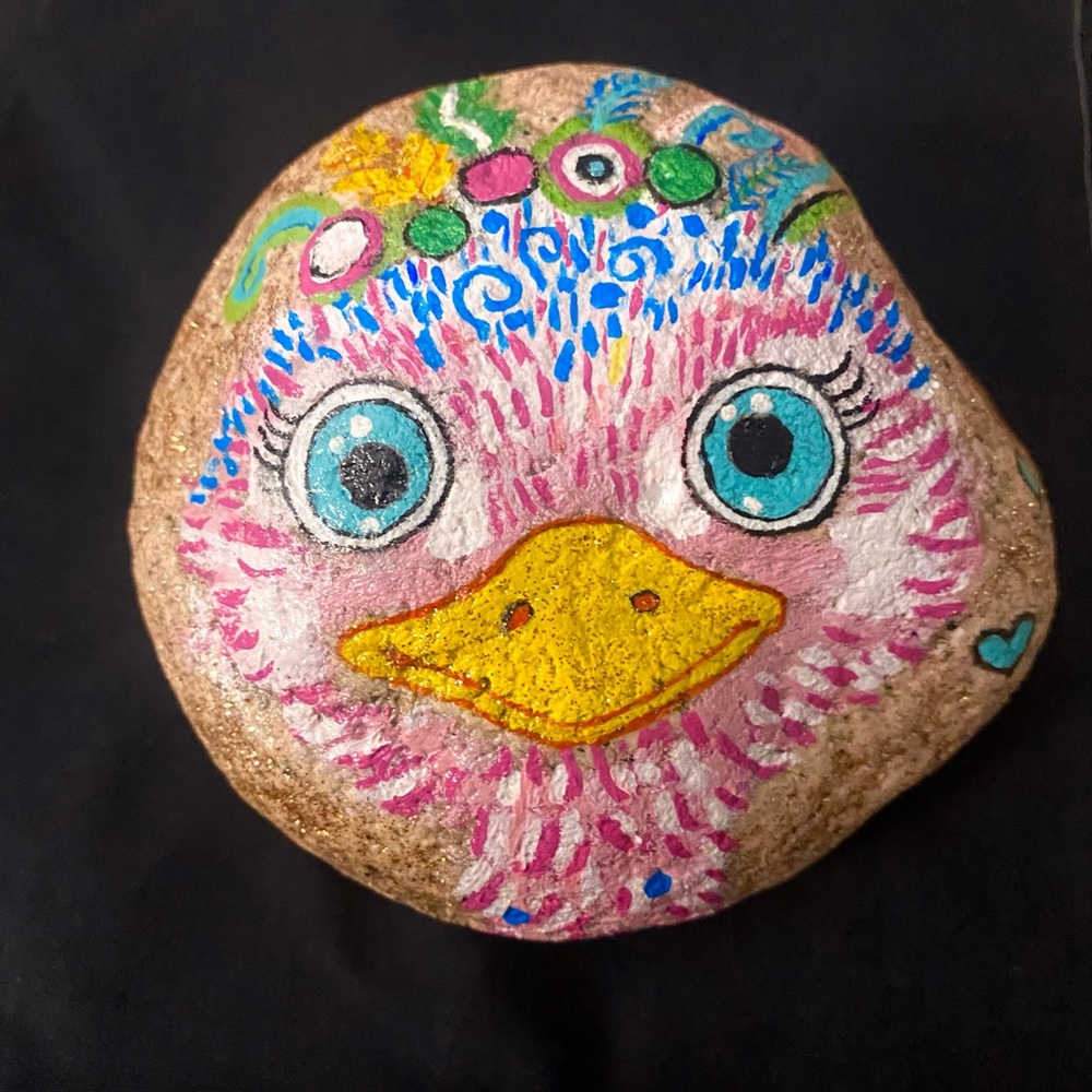 Large Hand painted Ostrich Rock - Picture 1 of 2
